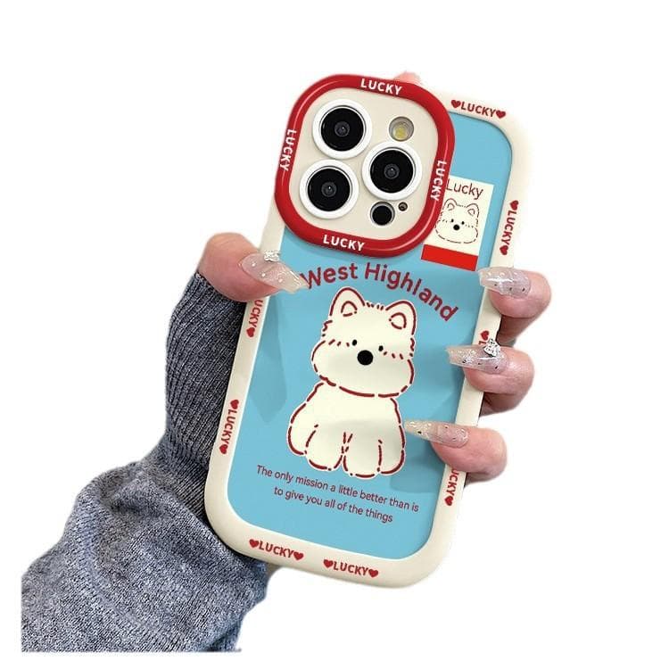 Lucky West Highlands Suitable for Apple 16promax Puff Shell Iphone15/14 Creative 13 Cartoon Anti-fall iPhone XS