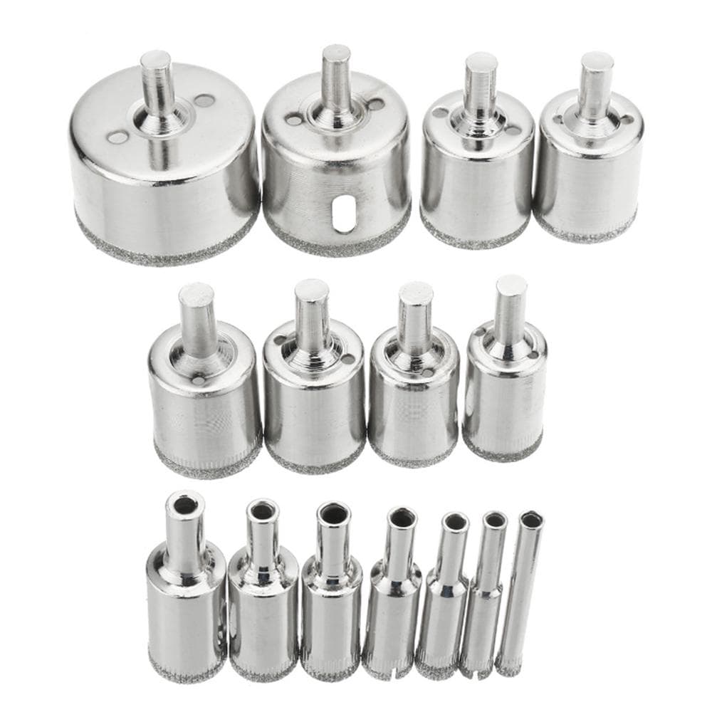 15Pcs Diamond Hole Saw Drill Bit Set Glass Ceramic Tile Saw Cutting Tool 6-50mm 15Pcs