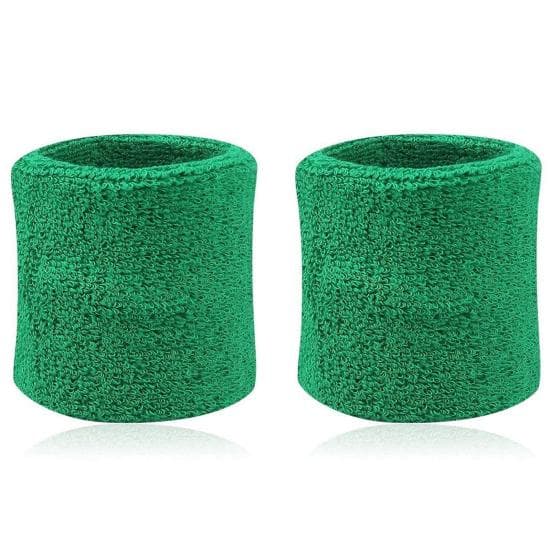 2Pcs Cotton Wristbands Wrist Band Bands Sweatbands Sweat Band for Sport Tennis green