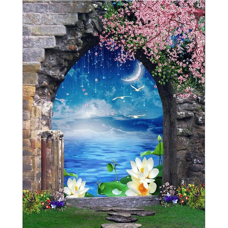 Full DIY Diamond Painting Kit Lotus Pond Scenery Cross Stitch Diamond Embroidery 20X30CM