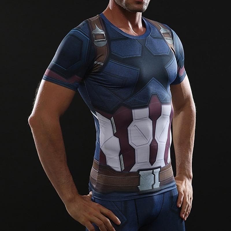 Men's Compression T-Shirts Fitness Training Running Tops Apparel L navy blue