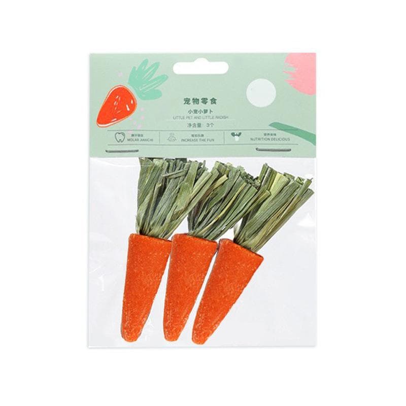 3pcs Carrot Hamster Teething Bars Funny Natural Ingredients Nutritional Carrot Hamster Chew Toy