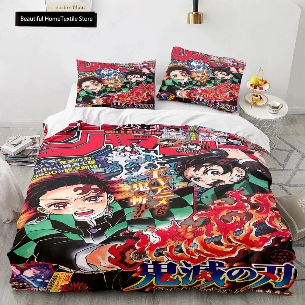 Demon Slayer 3d Bedding Set Anime Duvet Cover Pillowcases Single Twin Full Queen King Size Boys Girls Boys Gift Home Decor 70x133cm 2pcs