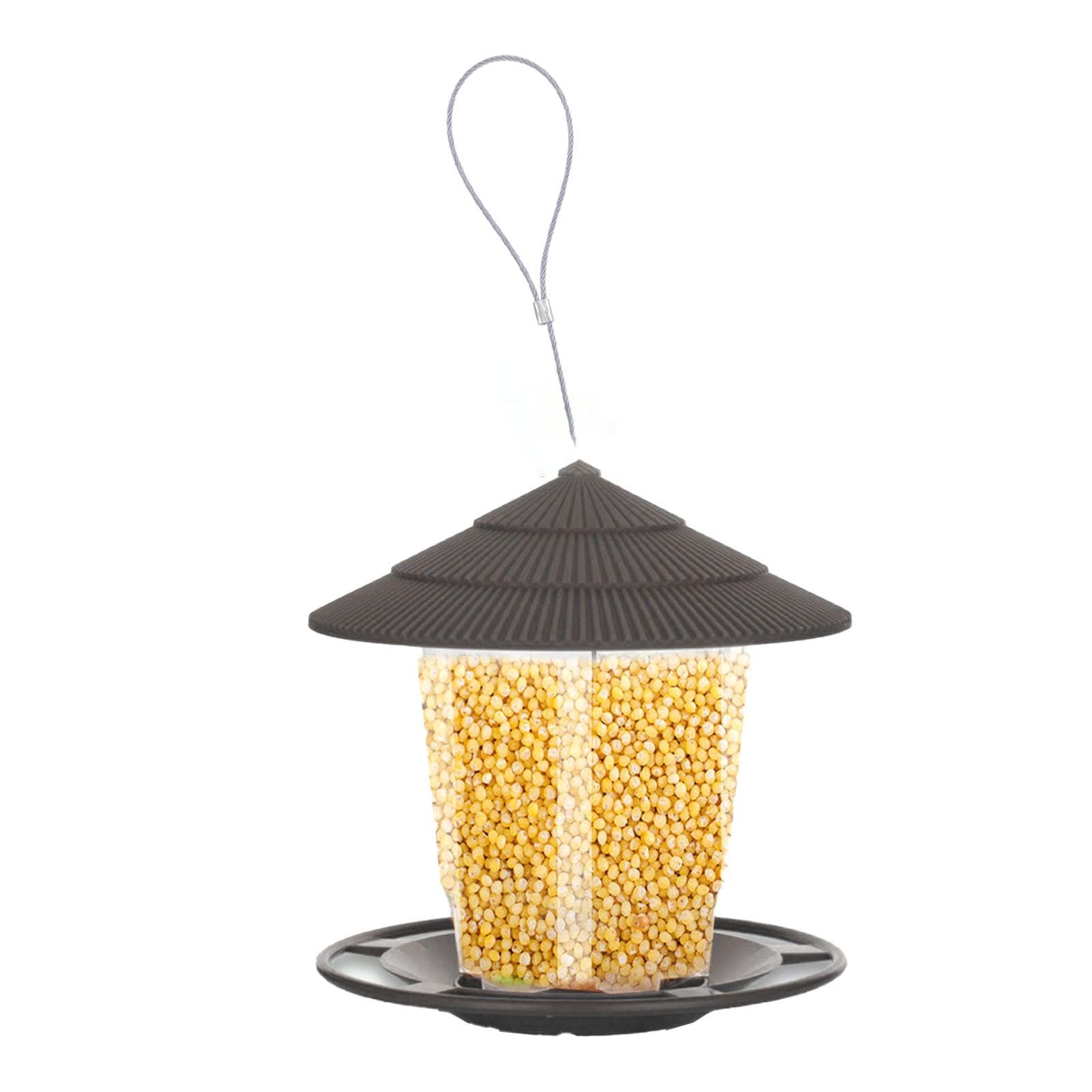 Outdoor Hanging Bird Feeder Automatic Bird Feeder with Sturdy Wire and Roof for Garden Backyard dark gray