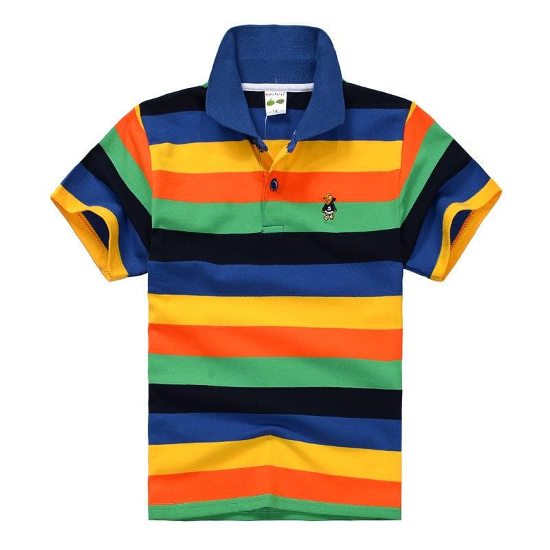 Children's Short Sleeved Summer Children's Wear Middle and Large Children's T-shirt Cotton Stripe Polo Shirt 100cm multicolour