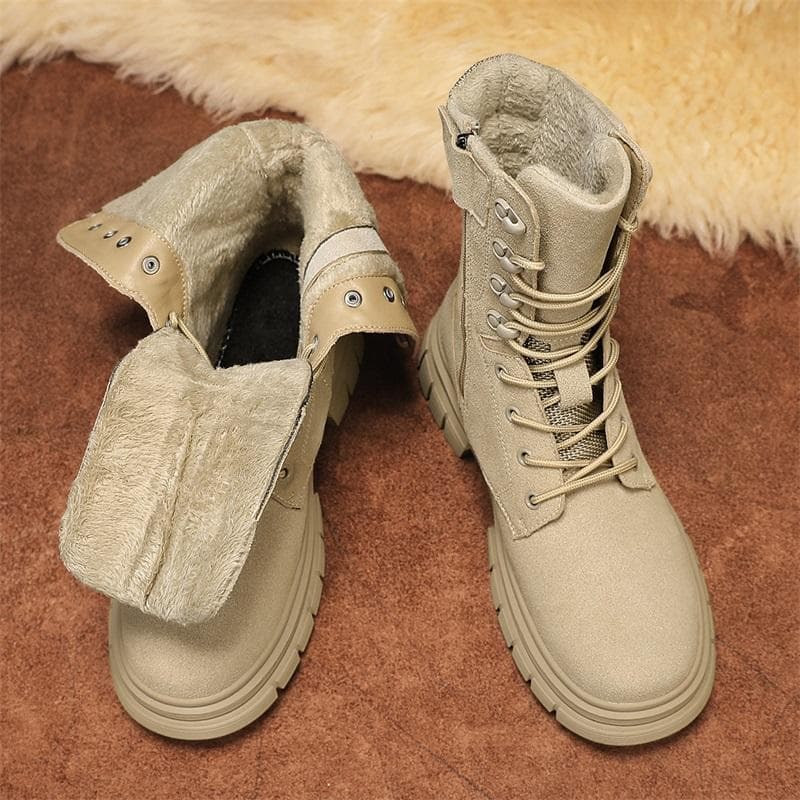 Stylish Winter Men Ankle Boots Autumn High Quality Sneaker Leather Plush Snow Desert Boots Work Shoes Men Outdoor Snow Boots 39