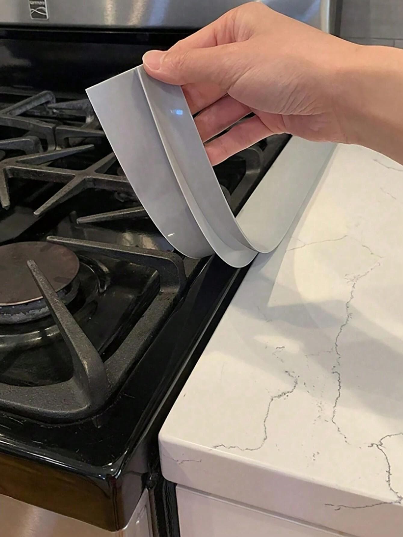 1pc Silicone Heat-Resistant Kitchen Gap Sealing Strip, Oil & Dirt Proof Gas Stove Gap Soft Sealing Strip, Flexible Stove Countertop Space Filler Gray 1pc multicolour