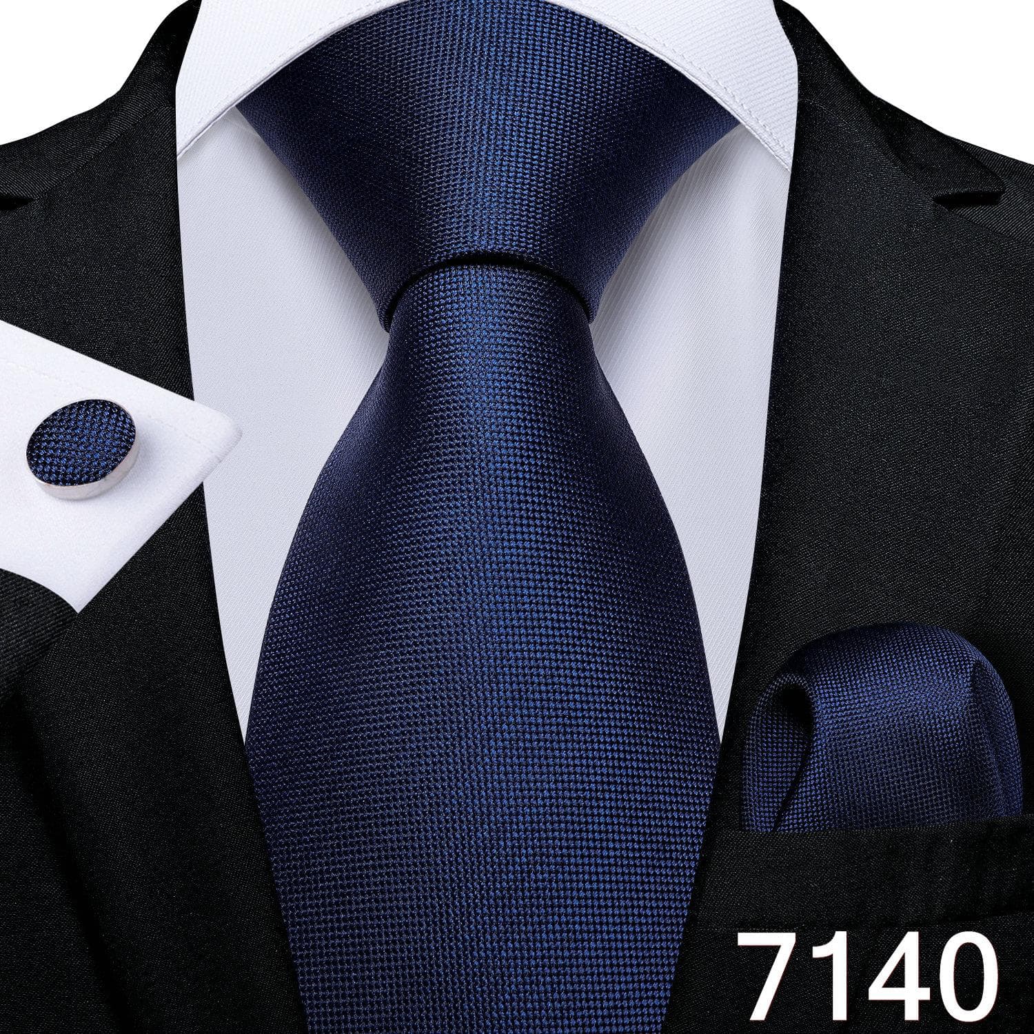 Blue Mens Necktie Floral Striped Novelty Mens Tie Hankerchief Cufflinks Set for Wedding Business Party N-7140