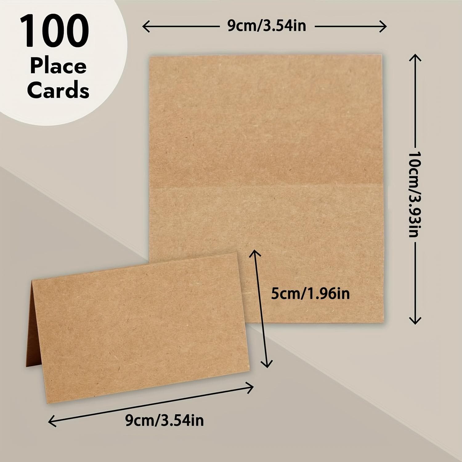 100 Kraft Paper Table Cards, Name and Seat Cards for Wedding Banquets, Table Numbers, Parties, and Conference Check-in Tables 100 sheets