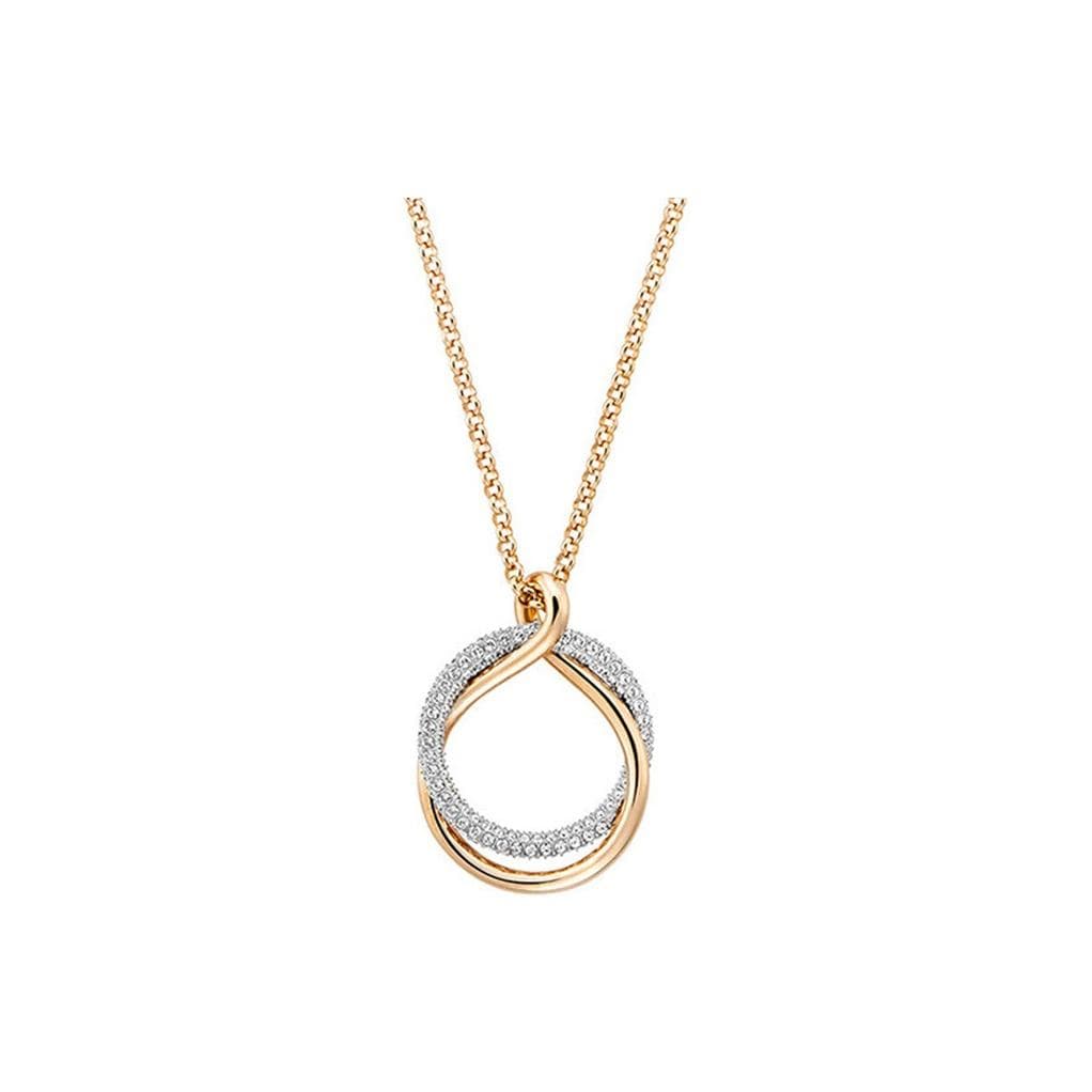 Swarovski Rose Gold Double Ring Pendant Necklace Women necklace 5194455 Box (Random Color)