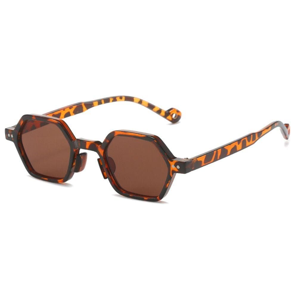 Vintage Polygon Square Women Sunglasses Fashion Hexagon Clear Ocean Lens Shades UV4 Rivets Sun Glasses