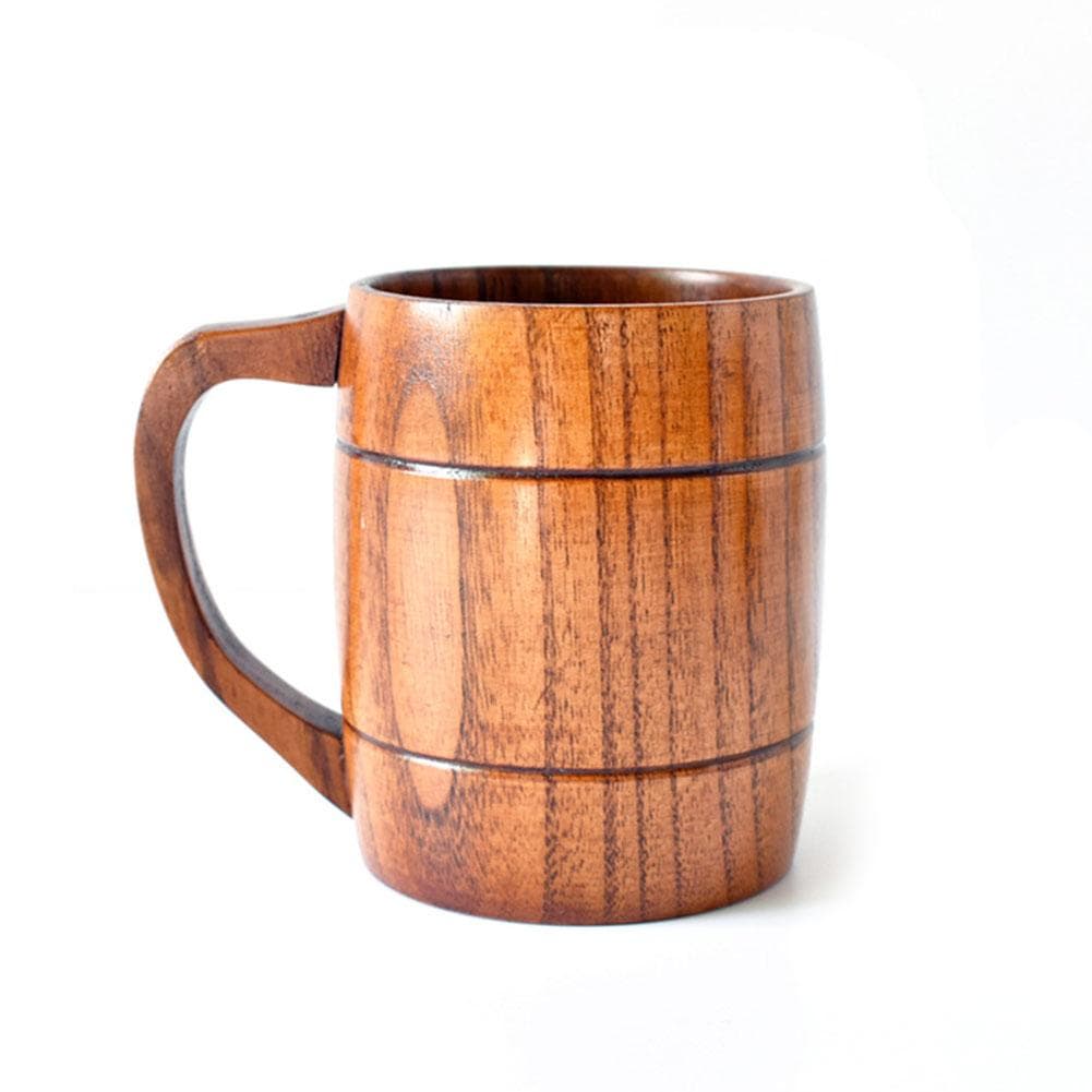 Drinking Cup with Ergonomic Handle Comfortable Wooden Drinking Mug Cup for Every Beer Lover or