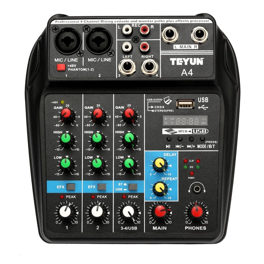 TU04 BT Sound Mixing Console Record 48V Phantom Power Monitor AUX Paths Plus Effects 4 Channels without plug