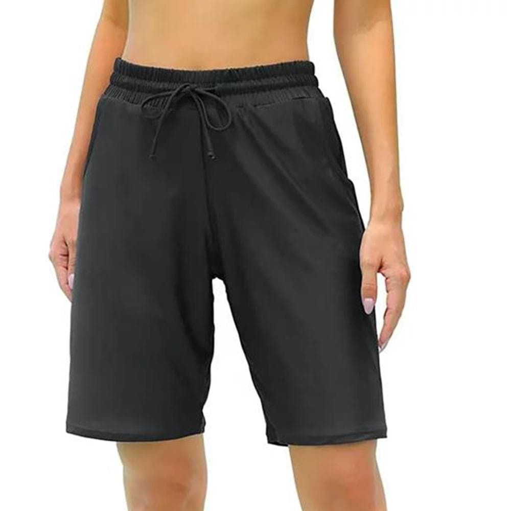 Charmleaks Women's Swimming Trunks Drawstring Board Shorts Swim Bottom for Women Bandeau Shorts xl gray