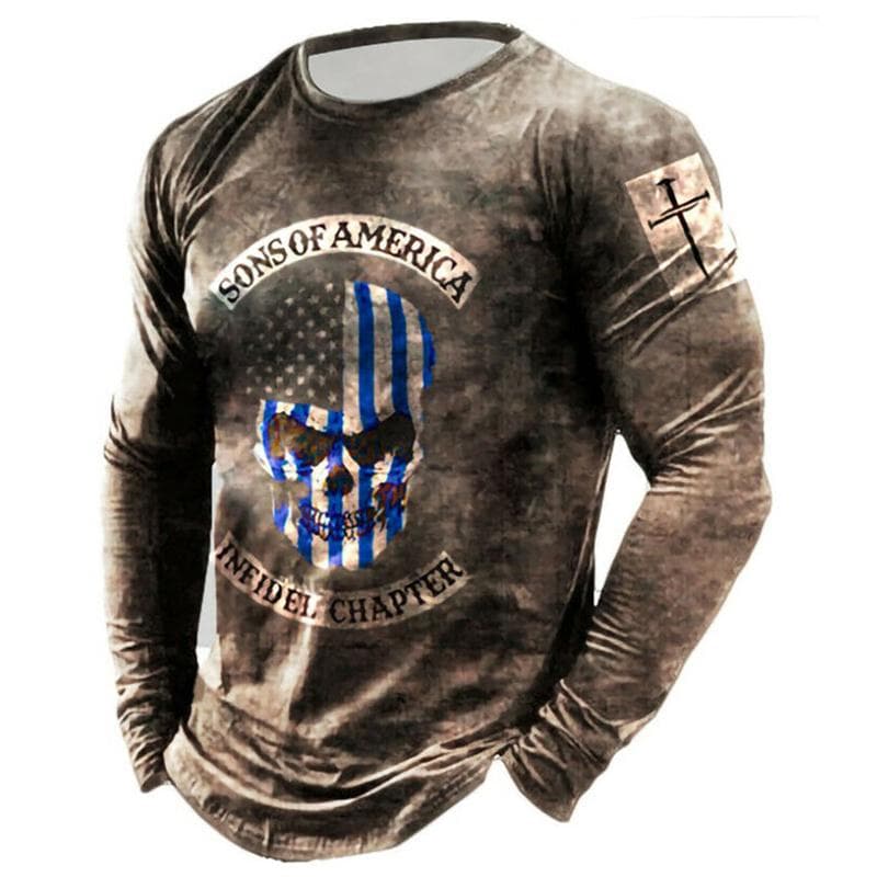 3D Heroic Templar T Shirt Men's Long Sleeve All-match Tops Fashion Street Hip Hop Cool Clothing Men Casual TShirts Oversized 6XL 6XL