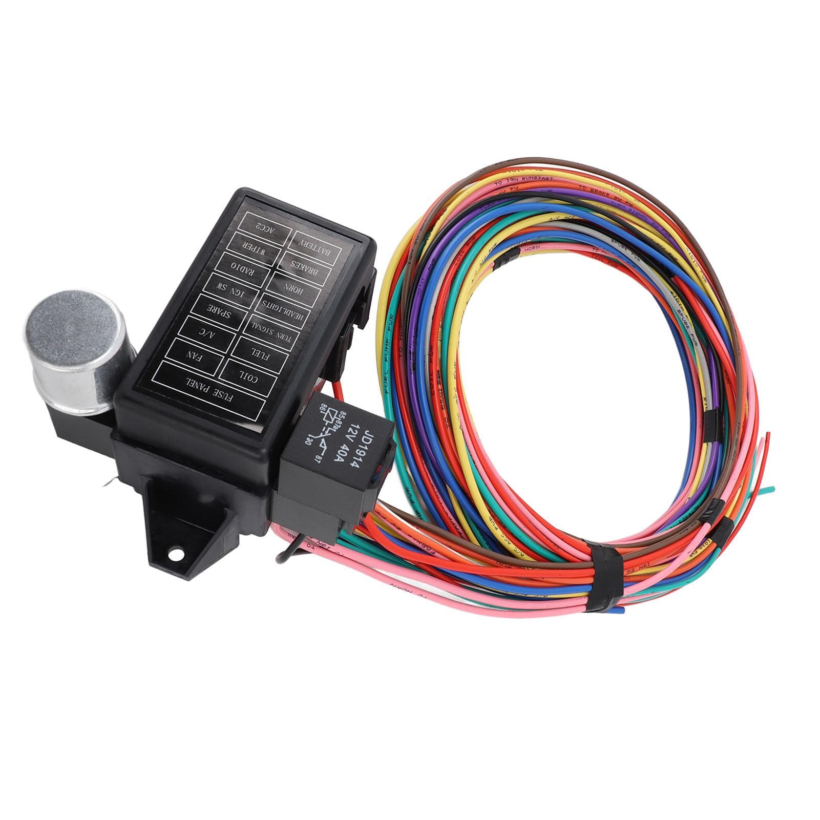 14 Circuit Harness Kit with Fuses Electrical Protection Stable Connection Safe for Classic Cars