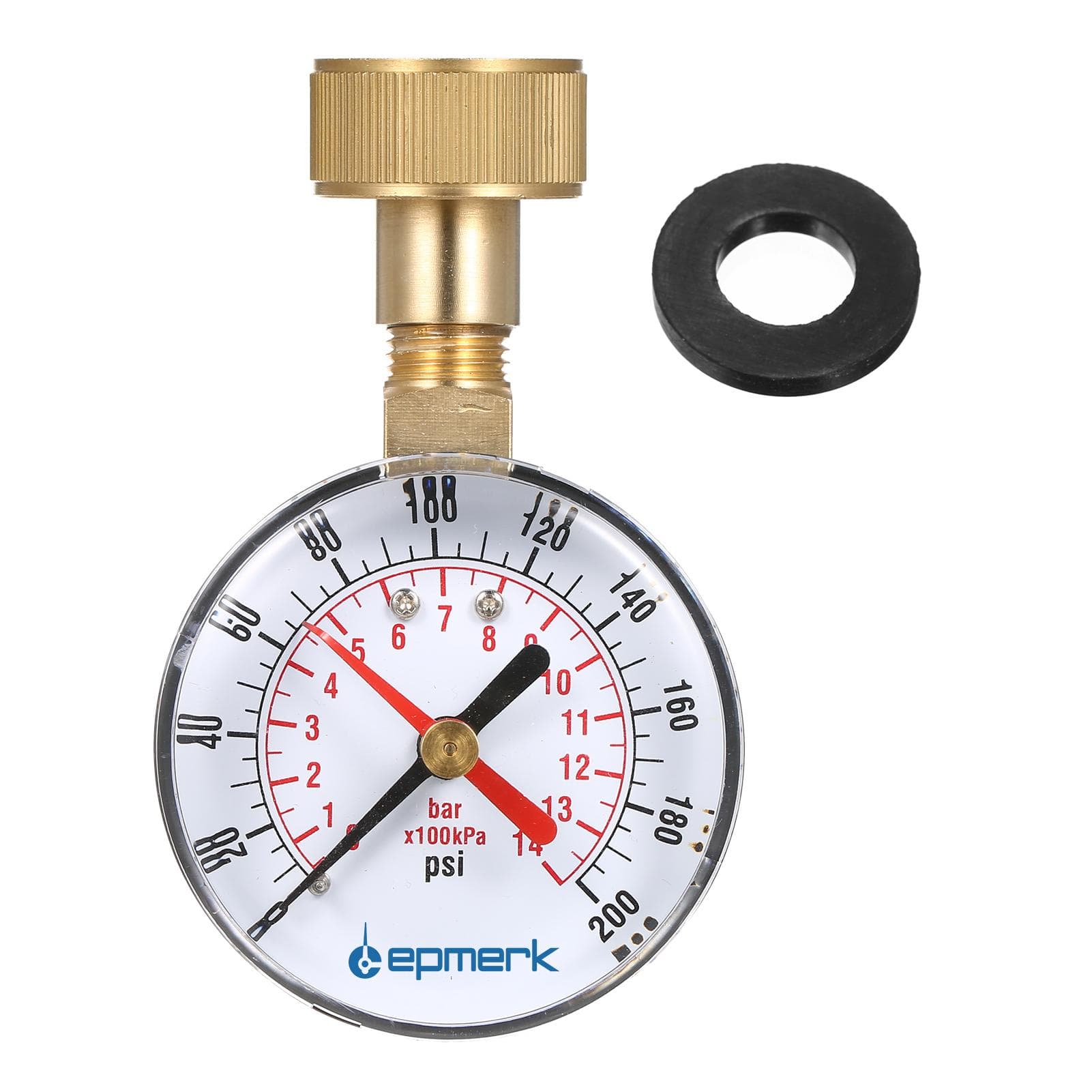 Lepmerk 2 12 Pressure Gauge Water Pressure Test Gauge 34 Female Hose Thread 0200 PSI with gold