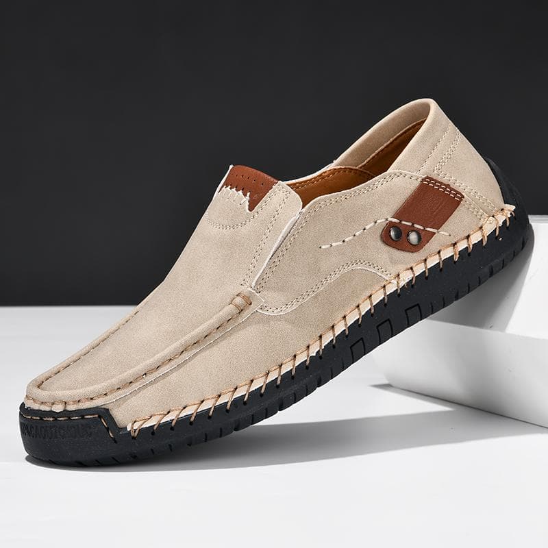 Handmade Genuine Leather Men's Casual Shoes Comfortable And Breathable Moccasins Men Business Flats Shoes Driving Shoes Large Size 38-48 45 sand