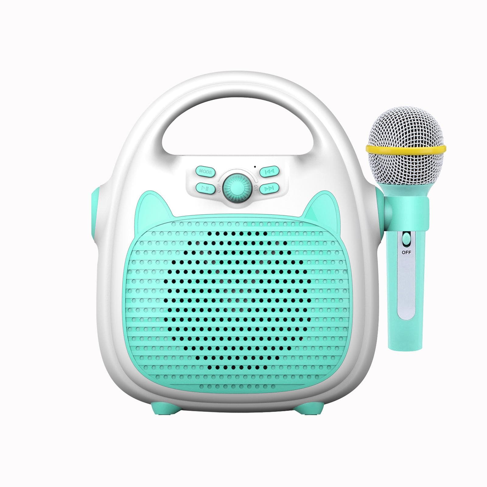 Karaoke Machine Rechargeable Portable Karaoke Speaker with Microphone BT/Memory Card/USB light blue