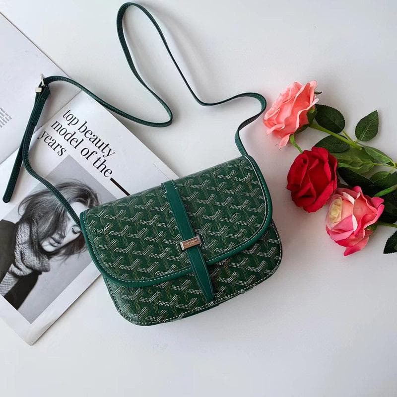 2024 Trendy Dogtooth Saddle Shoulder Bag - Women's Floral Messenger Handbag 22cm x 15cm x 6.5cm green