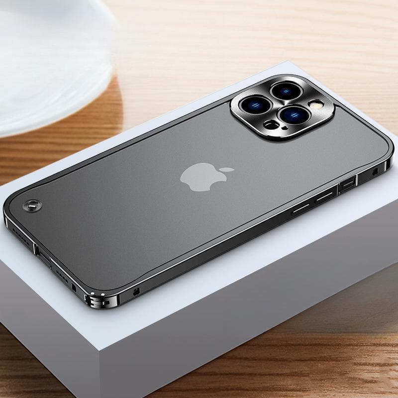 Applicable To IPhone15 Metal Frame Lens Mobile Phone Case Apple 14 Creative Seahorse Buckle XR Matte Back Cover iPhone 13Pro