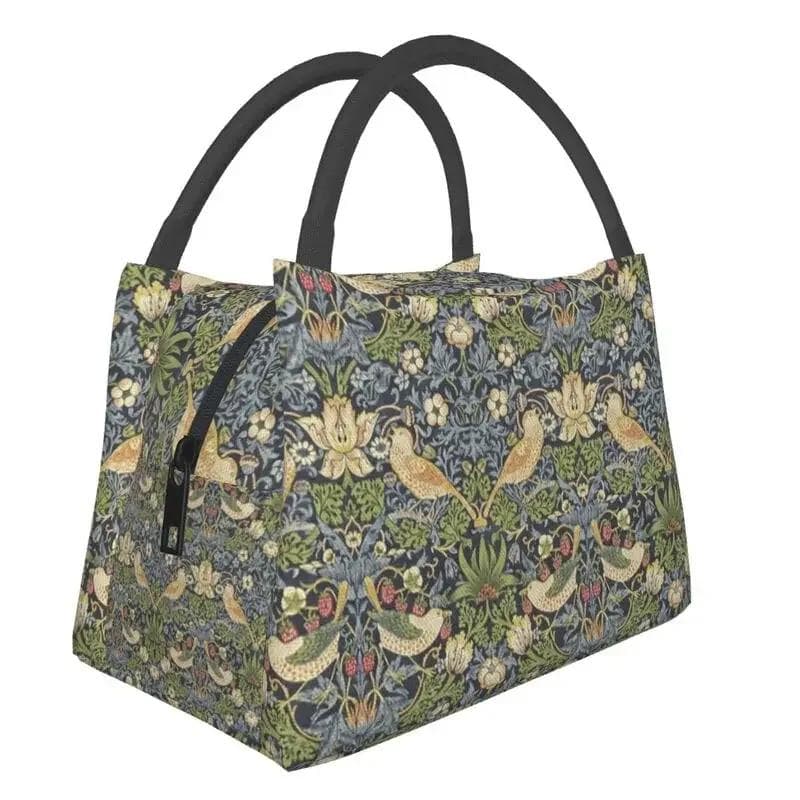 William Morris Insulated Lunch Bag for Women Portable Snakeshead Cooler Thermal Lunch Box Beach Camping Travel Shoulder Bag 28x17x16CM ivory
