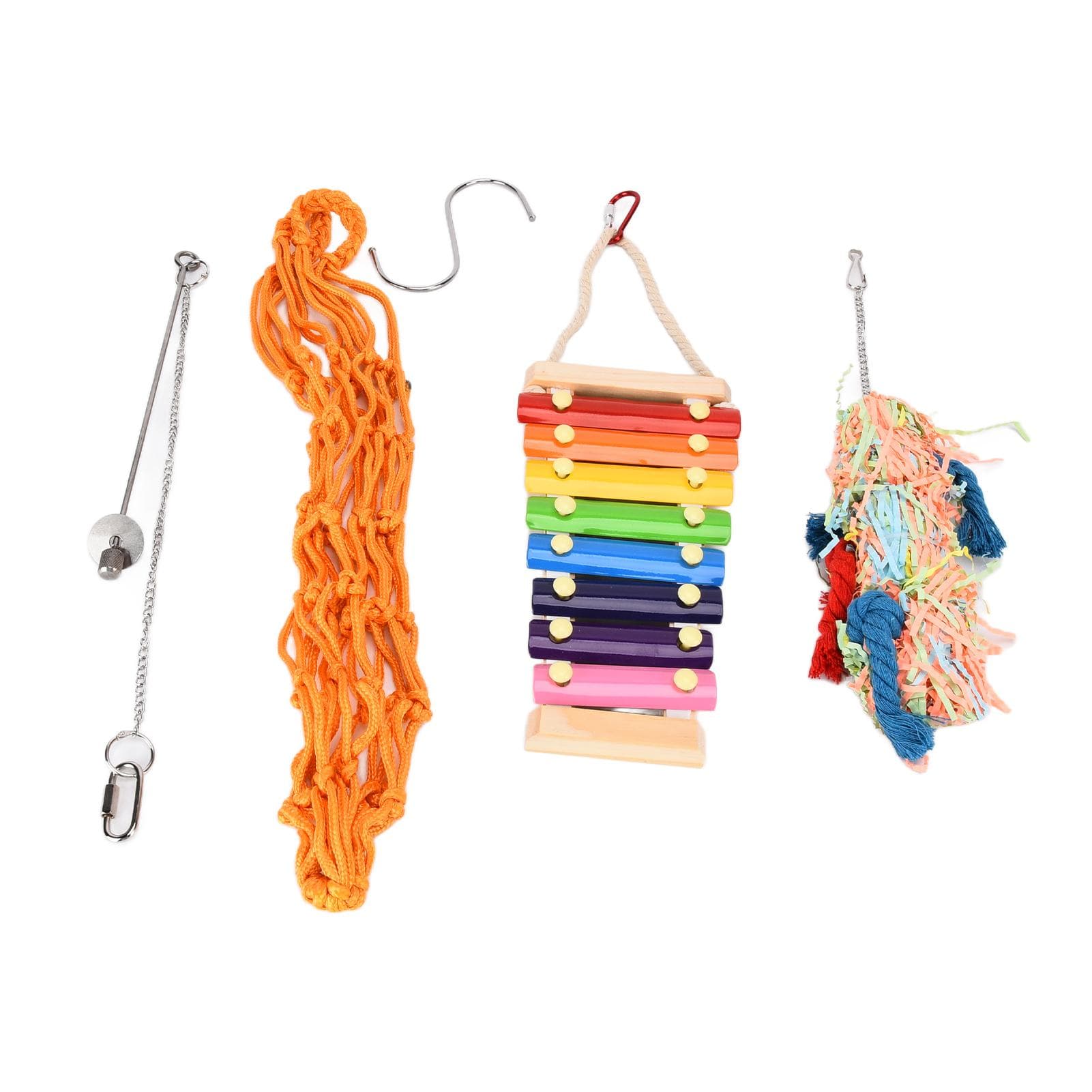4pcs Chicken Toys Bird Xylophone Net Bag Hanging Holder Swing Toys for Chicken Duck Macaw Parrots