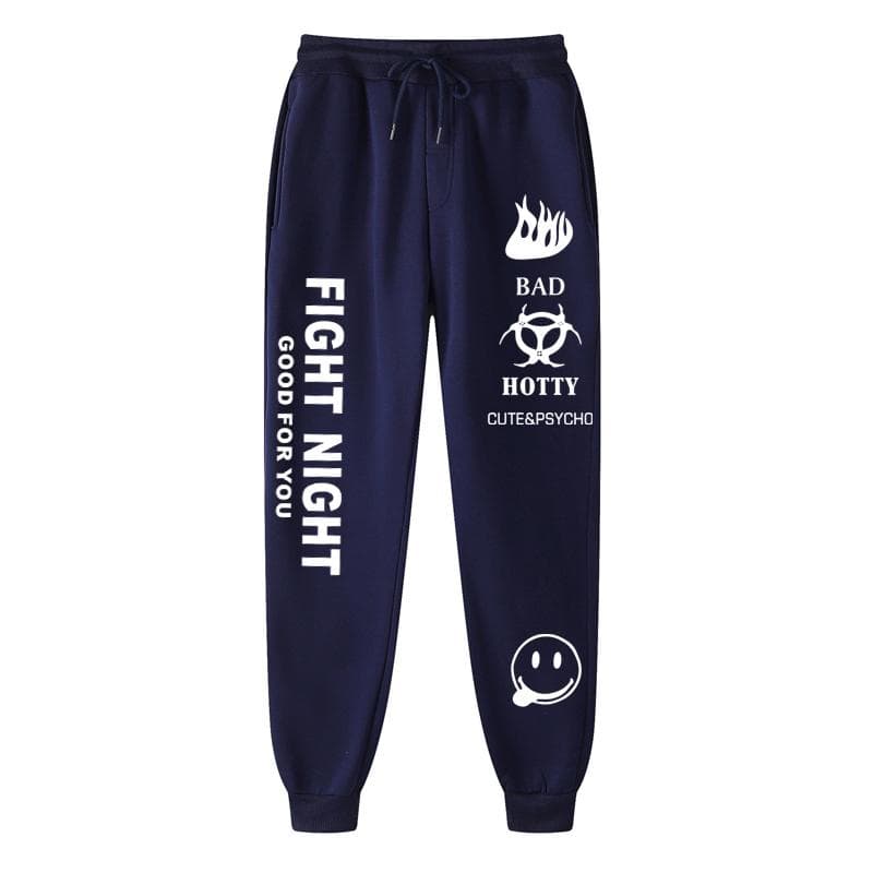 2026 Autumn winter Letter Print Sweatpants Baggy Pants Women Joggers Harajuku Pencil Pant Trousers Middle waist Sweat Pants M navy blue