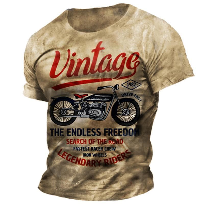 Vintage Motorcycle T Shirts For Men 3D Racing Print Loose Short Sleeve Tops Funny Streetwear Leisure O-neck Bike Sports T-Shirts L