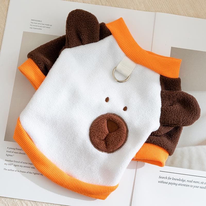 Autumn and Winter Cute Dog Bear Three-dimensional Ears Cartoon Fleece Medium and Small Dog Teddy Pet Cat Dog Clothes L