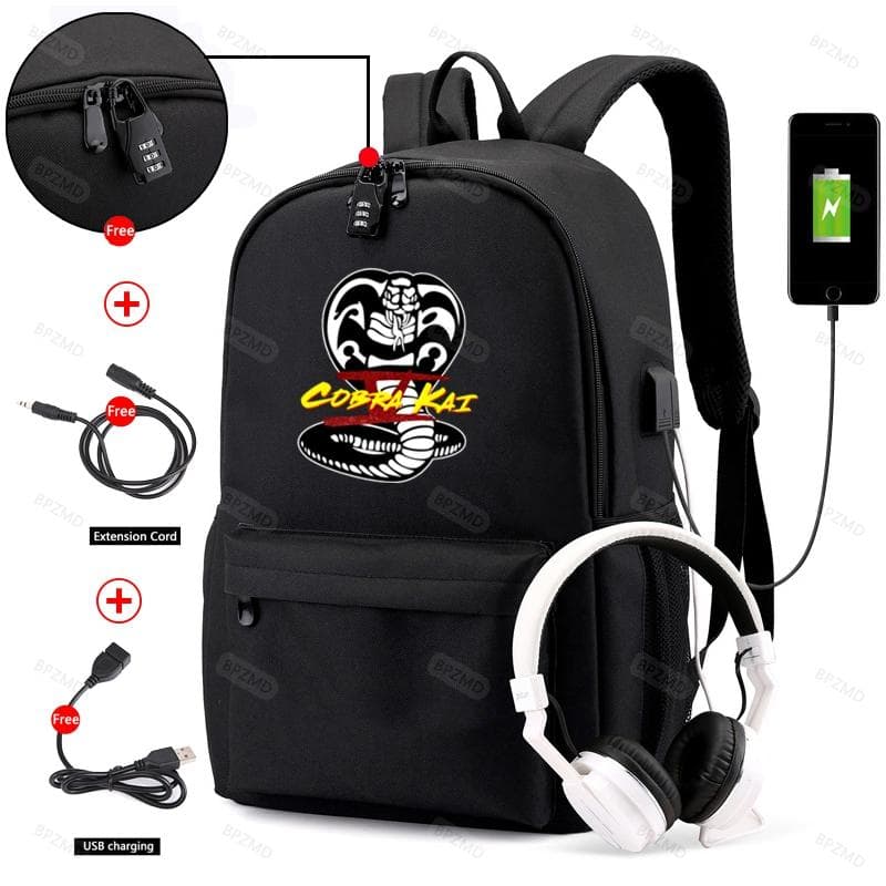 Waterproof Anti-Theft Cobra Kai 5 Backpack for School Teen Boys Girls Student Canvas Backpacks Usb Charging Men Women Travel Bag