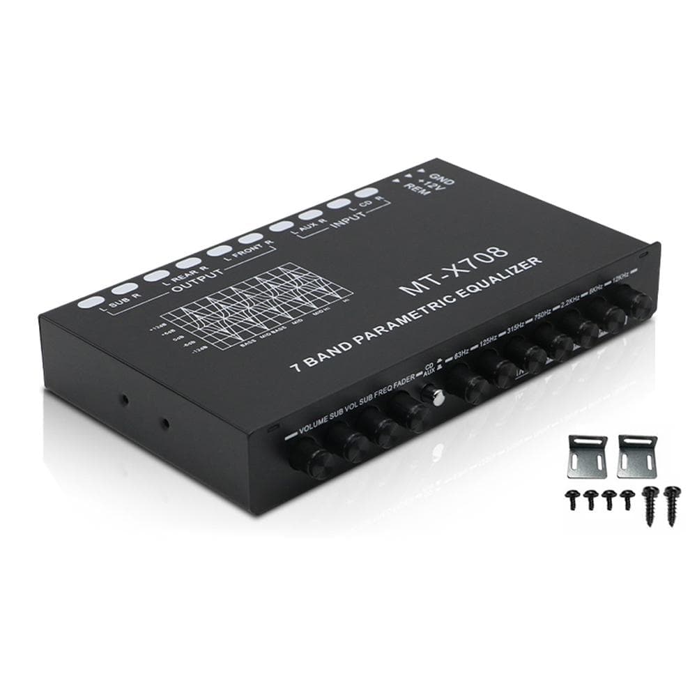 Professional 7 Band Car Equalizer Multifunctional Car Audio EQ Tuning Crossover Amplifier black