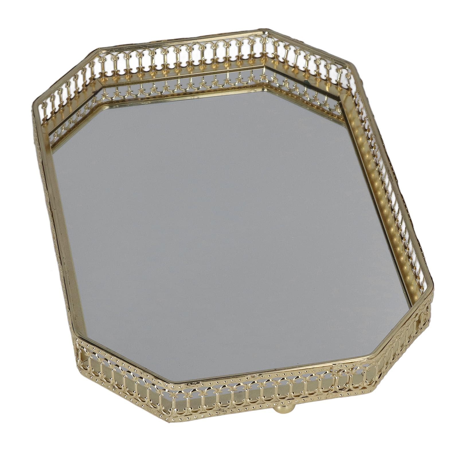 Mirror Tray American Style Iron Large Decorative Geometric Shape Side Makeup Tray for Bathroom Home