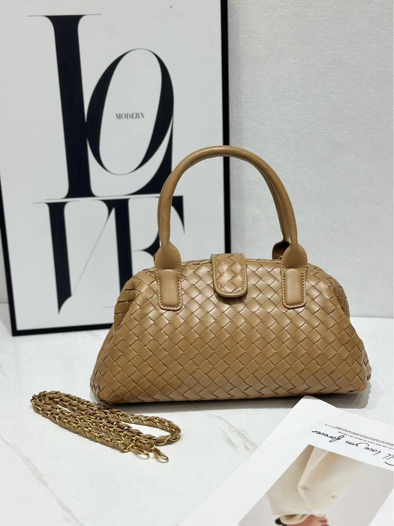 Genuine Leather Women's Crossbody Handwoven Boston Bag 33*11*17CM (Upgraded Original Mark)