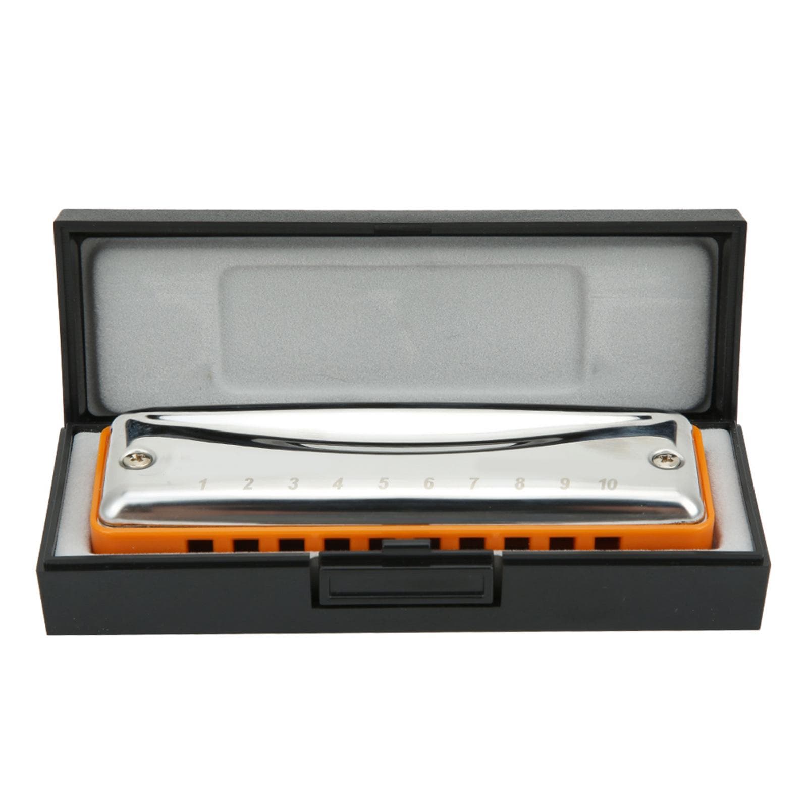 10?Hole Harmonica Blues Db Key Harp Portable Musical Instrument Beginner PracticeBlack orange