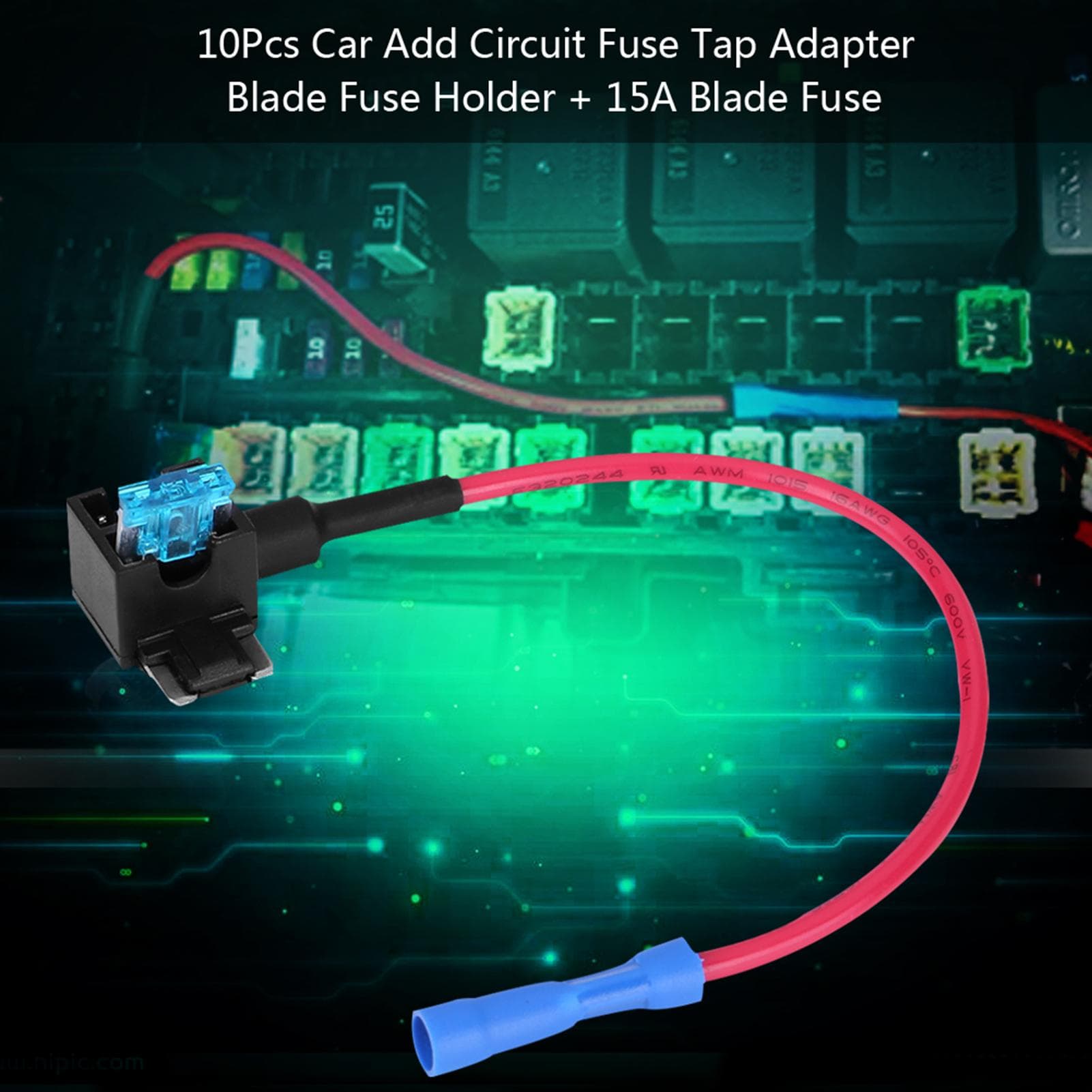 10Pcs Auto Car Add Circuit Fuse Tap Adapter 15A Micro Mini Blade Fuse Holder