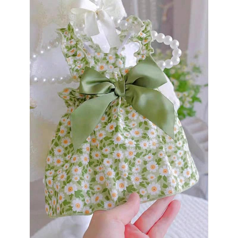 Small Dog Summer Princess Strap Dress, Pet Apparel For Small/Medium Dogs XL green