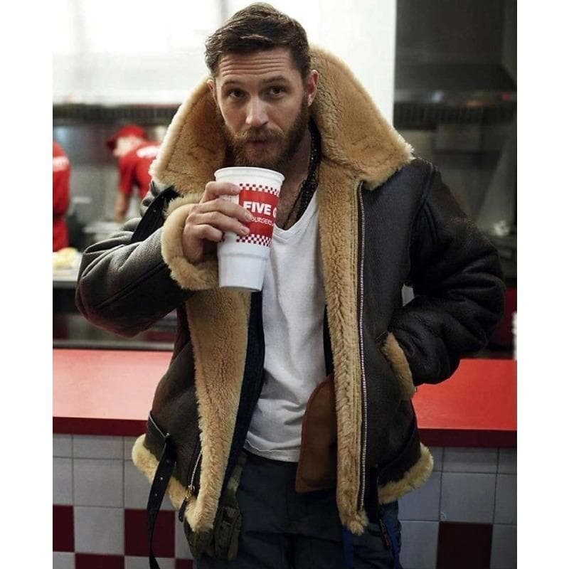 Fur One-piece Men's Coat Contrasting Color Fur Jacket Autumn and Winter Zipper 5XL brown