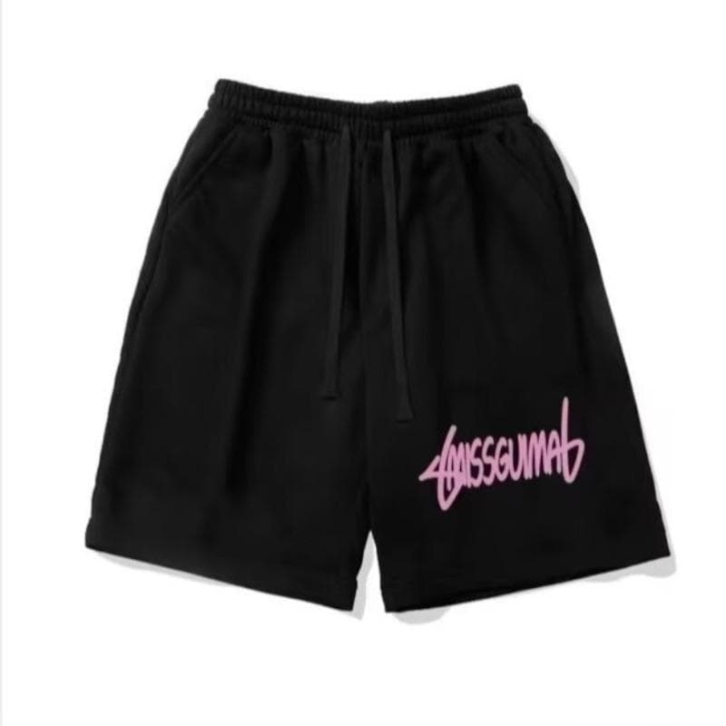 American Sports Shorts Summer New Trendy Brand Versatile Letter Men's Loose Casual Five-point Pants 6XL black