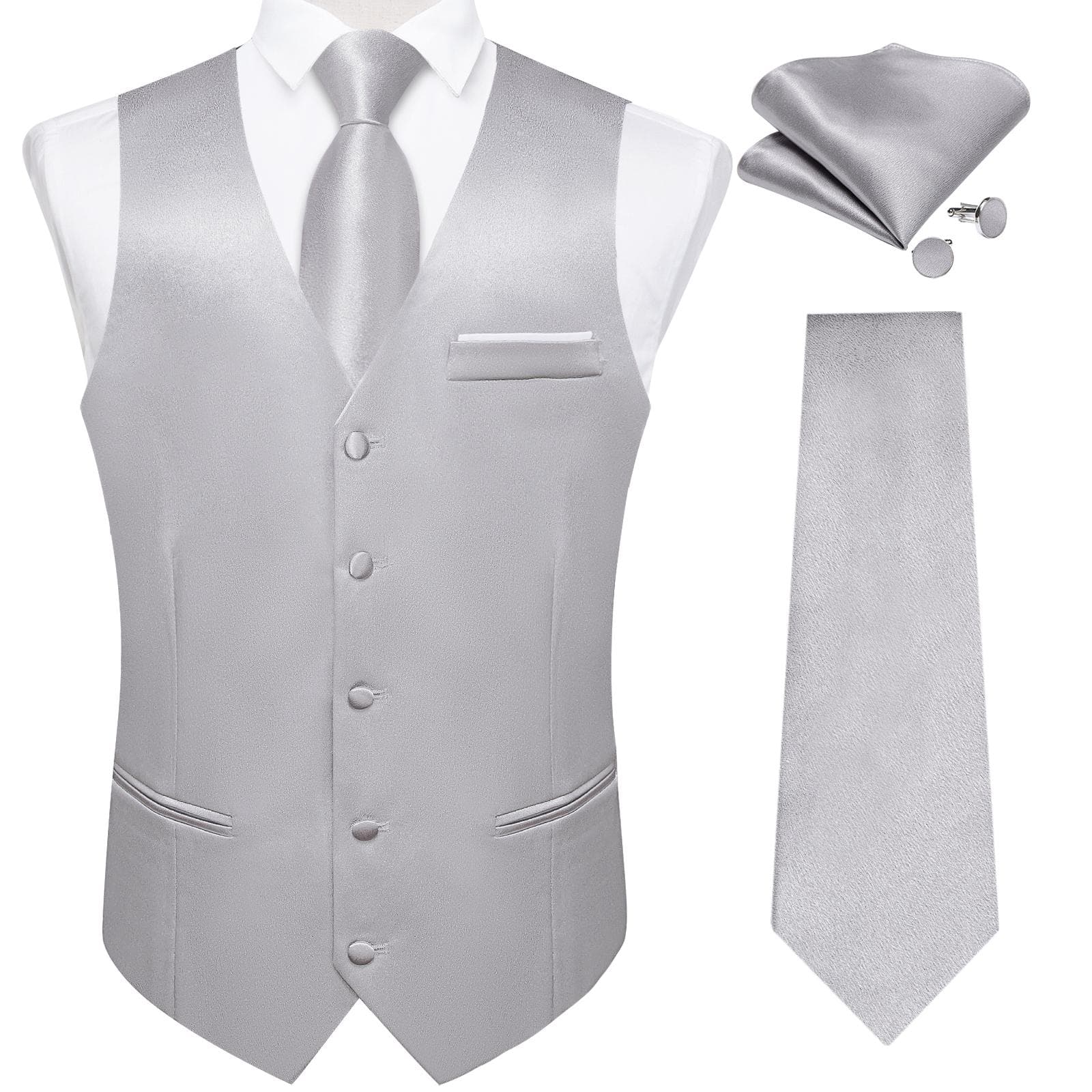 Dibangu Mens Yellow Paisley Vest Suit Waistcoat Hanky Cufflinks Tie Set Wedding S