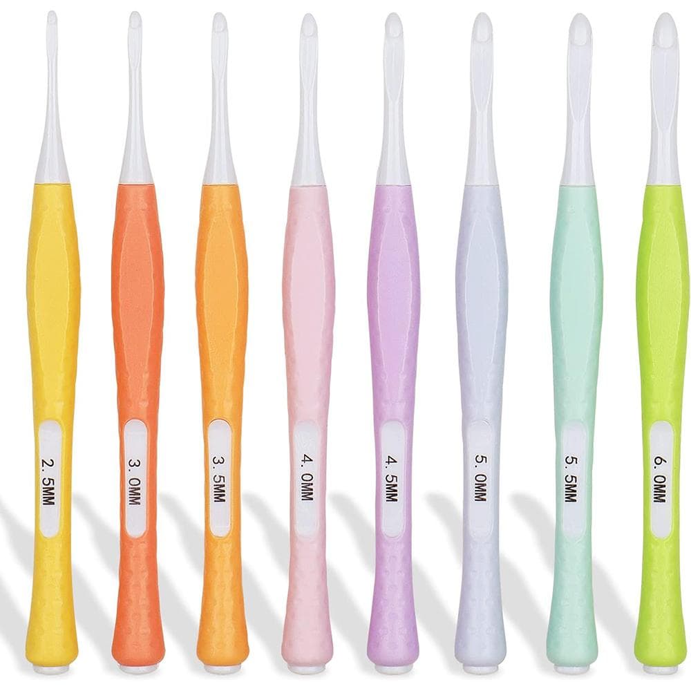 8pcs Inline Crochet Hooks Set Ergonomic Non Slip Crochet Hook for Crocheting Beginners 2.5mm-6mm Soft Grip Crochet Hooks multicolour
