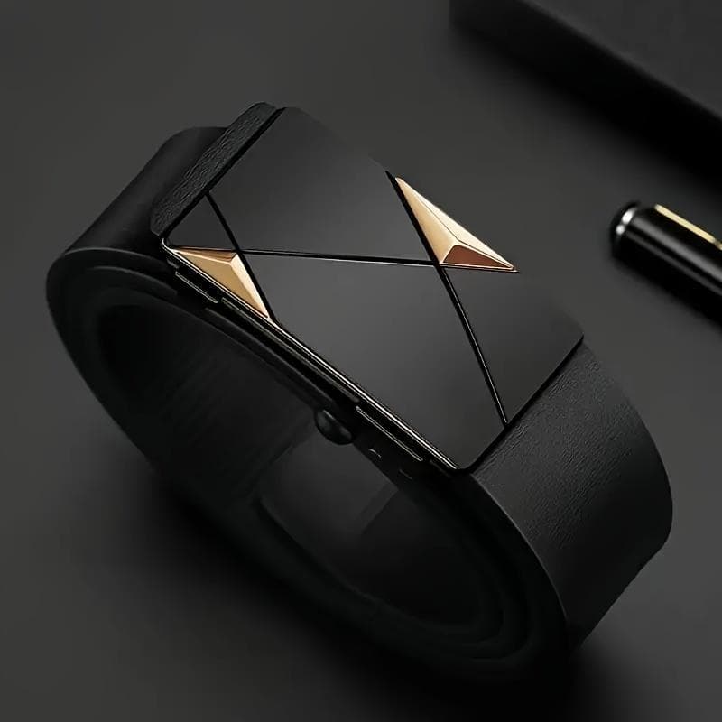 Men's Premium Comfort Belt - Business, Casual & Formal - Classic Design Automatic Buckle 1pcs gold