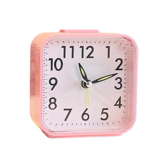 Non Ticking Alarm Clock Battery Powered Silent Bedside Clock Night Light Easy to Read Loud Enough Travel Clock for Heavy Sleepers Kids Elderly pink