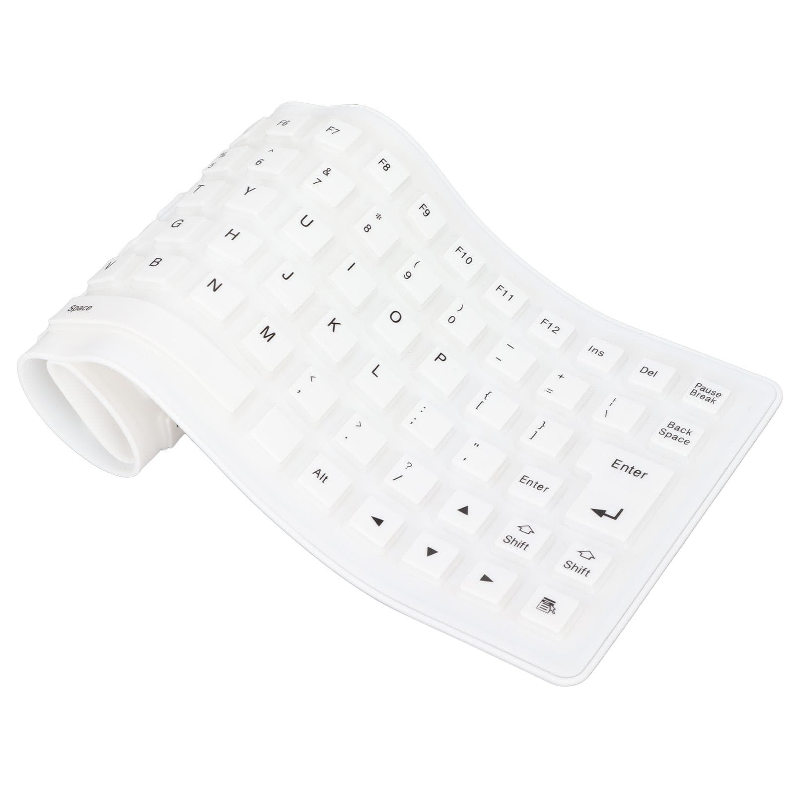 Silicone Keyboard Fully Sealed Design Lightweight Portable Silent Soft Comfortable USB Wired white