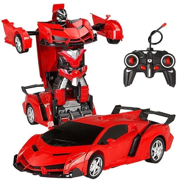 Electric RC Car 2 In 1 Transformation Robots Sports Vehicle Model Robots Boys Toys Remote Cool RC Deformation Cars Kid Toy Gifts red