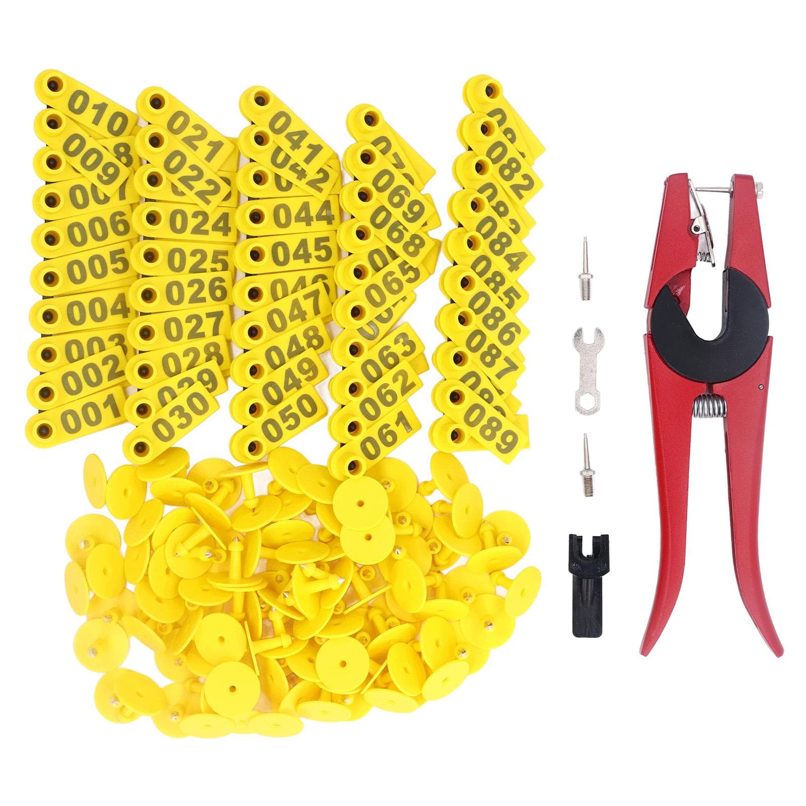 100 Sets Livestock Ear Tag Kit Number Animal Ear Tag with Applicator for Cattle Horse Pig Sheep