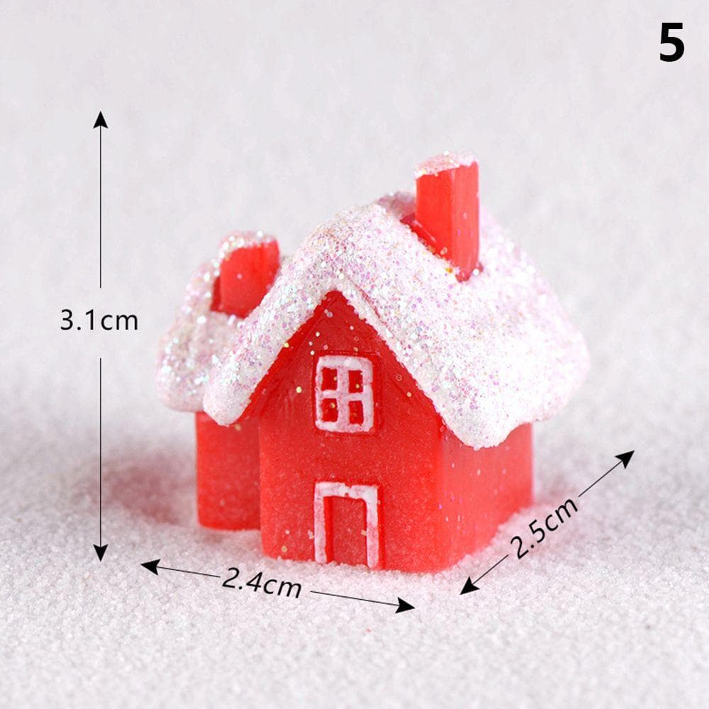 Home Decor Miniature Snowcap Cottage Villa Model Mini House Figurines Christmas Decorations 5