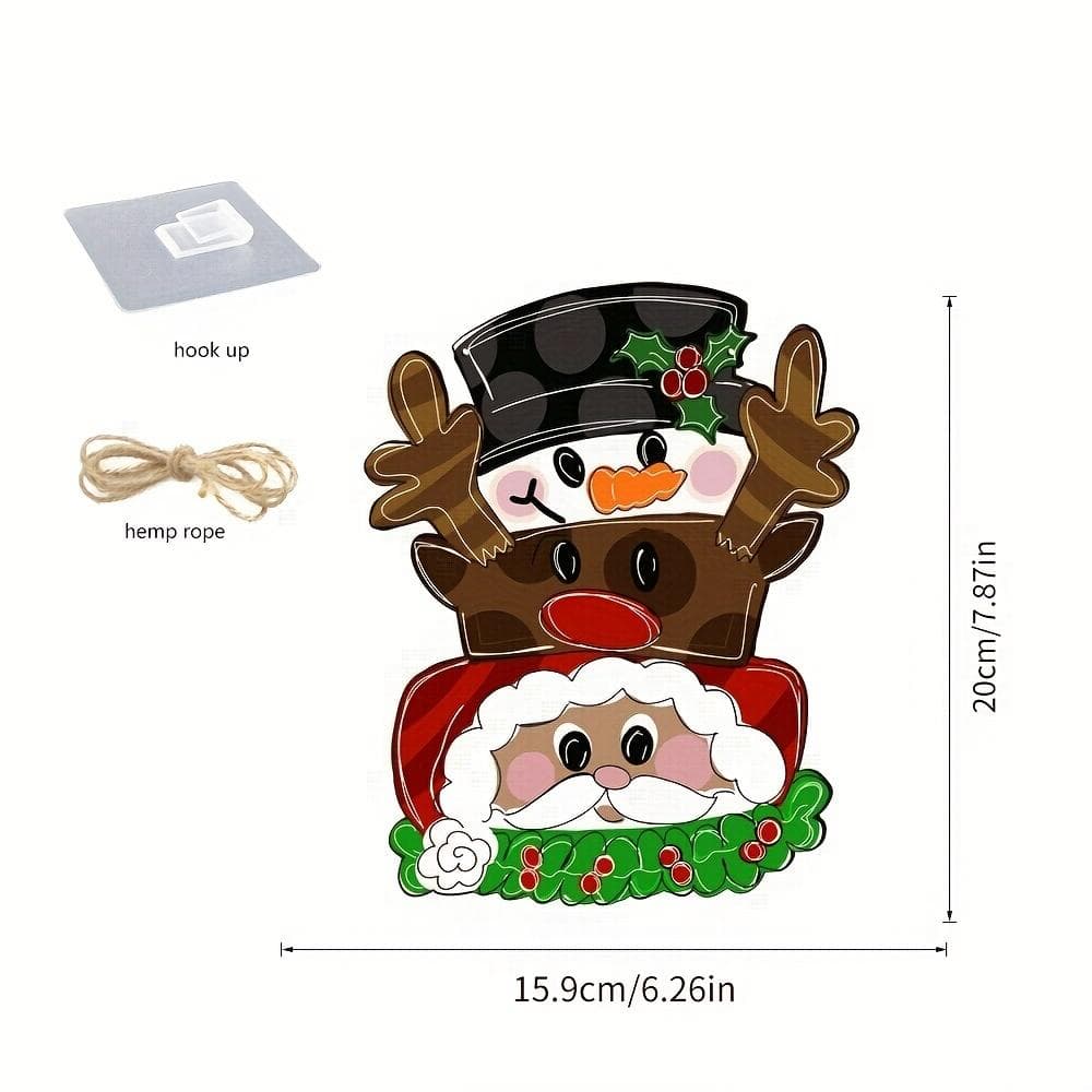 1pc Christmas Elk Christmas Snowman Stacked Wooden Sign, Home Party Decoration Wall Hanging, Wooden Sign Hanging small