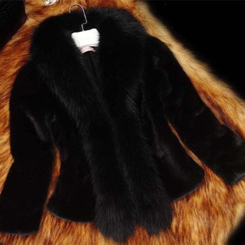 Winter Fur Coat Women's Short Fur Coat, Slim Collar 4XL black