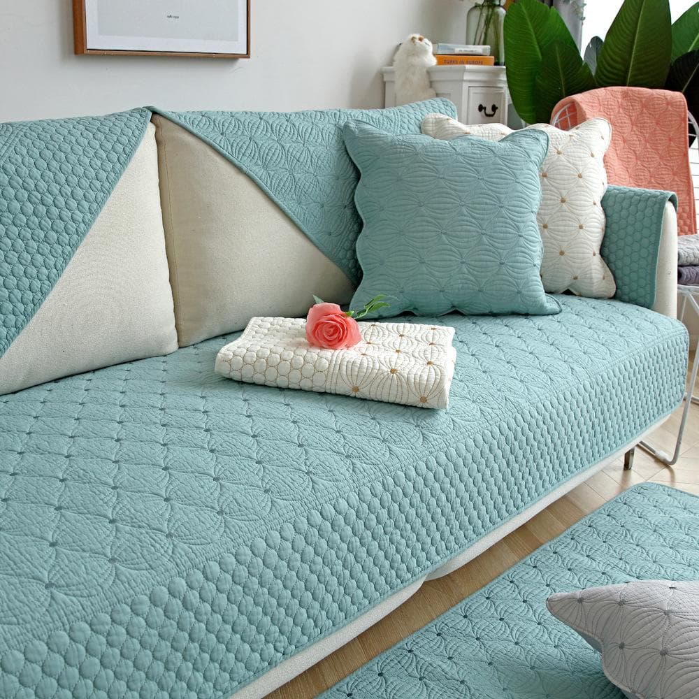 Four Seasons Universal Double Sided Cotton Sofa Cushion Pure Cotton Fabric Sofa Cover Settee Breathable Dust-proof Couch Towel 70x70cm 1pcs